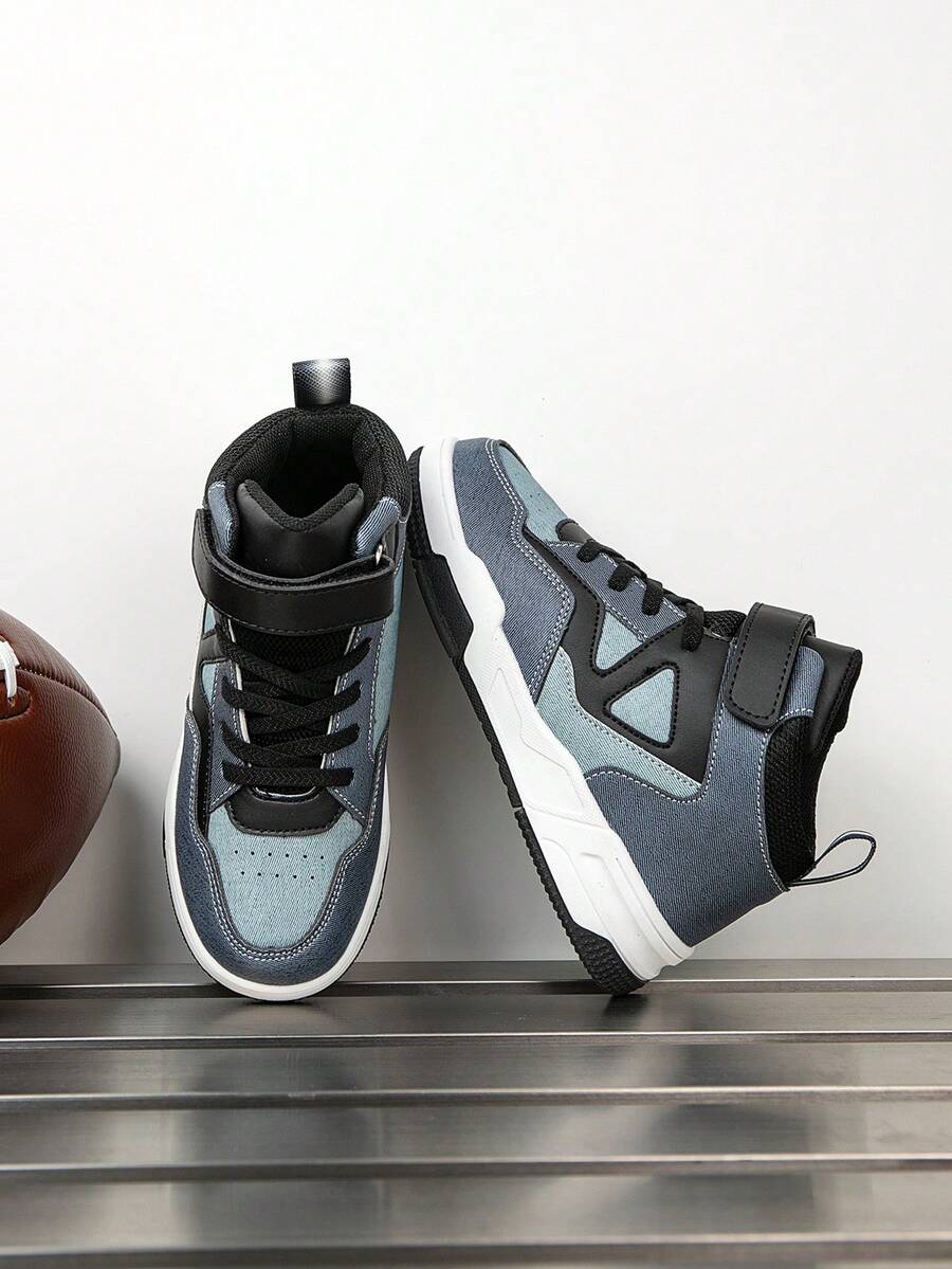 1 Paar Kinder High-Top Sneaker, Indoor/Outdoor Lässig Laufschuhe, leicht, atmungsaktiv, bequem, Schülerstil Jungen & Mädchen Schuhe - Grau - Übersicht 1