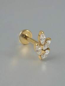 1PC G23 Solid Titanium Cz Flower Cartilage Earrings Stud 16G Internal Threaded Marquise Zirconia Helix Ear Tragus Piercing Body Jewelry