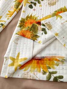 Women's Floral Print Drawstring Hoodie, Casual Wear For Autumn/Winter