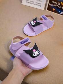 Sanrio نعال منزلية مفتوحة القدم من إيفا بتصميم كارتوني لا تنزلق للأطفال من كورومي الوردي من سانريو