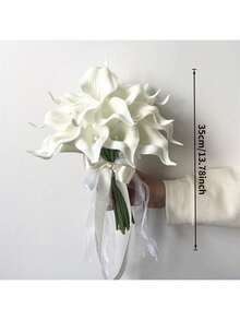 伴娘花束新娘抛花束马蹄莲手捧花婚礼花艺中心装饰家居周年纪念装饰布置，婚礼摄影道具 - 白色 - 查看 11