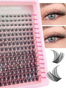 180 piezas de pestañas postizas de aspecto natural con rizo D, suaves y naturales, aptas para extensión de pestañas DIY, tallos de pestañas finos y suaves, longitud de 8-16 mm, pegamento para pestañas de 6 mm, delicado y natural, pestañas individuales, adecuado para maquillaje de fiesta - D - Ver 7