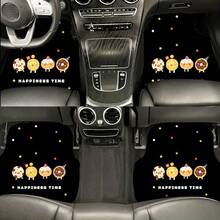 4pcs Cute Bear/Donut Pattern Car Floor Mats, Soft Plush Lining, Easy Installation - Fit For Sedan, SUV, Enhanced Car Interior Accessories, Unisex Holiday Gift