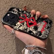 Funda de Teléfono Plateada para  16E 15 16 11 14 13 12 Pro Max XS X XR Plus 8 7 SE 2020 Anime  Guts Cubierta Mate a Prueba de Golpes, Cubierta Compatible con Funda  17, Funda  17 Pro, Funda  17 Pro Max - 1 - Ver 5