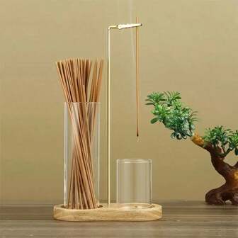 二合一香座，防飞灰香炉，带玻璃烟灰收集器和香棒收纳盒，适用于冥想瑜伽水疗家居装饰，款式随机