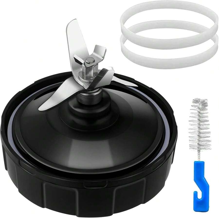 VTZAQZSS aspas licuadora para , 7 Aletas Cuchilla extractora de repuesto para Nutri  1000W \/ 1500W  Auto iQ BL482 BL642 BL682, Con cepillo de limpieza y juntas de goma de repuesto - negro - Ver 1