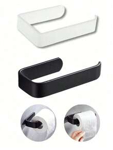 1 Toilet Paper Holder, Bathroom Wall And Door Paper Practical Necklace, Seamless Double-Sided Tape, Available In Two Colors, Black/White, Bathroom Accessories, Bathroom Paper Rack, Kitchen Accessories, Dormitory Essentials, College Students Returning To School Essentials, Dormitory Paper Rack.