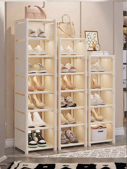 1 件可拆卸 4/5/6/7 层黑白鞋架，多层鞋柜，防尘防水，家用大容量鞋子收纳架