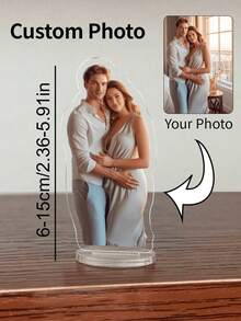 1件/3件定制亚克力照片摆件，可定制您喜爱的角色、情侣、家庭宠物照片，双面效果，精致小巧，是送给爱人的理想礼物，适用于办公桌、家居、情人节、情人节装饰等场合。时尚定制，个性化，独特，是送给男友、女友的理想礼物，适合情人节、周年纪念日、婚礼、客厅、乔迁、办公室装饰等各种场合，尽显优雅格调。