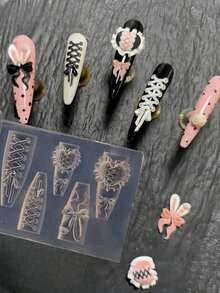 Cute Girl Style Ins Rabbit & Bow Nail Art Mold - Clear - View 11