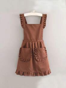 1pc Fashionable Korean Style Apron, Waterproof & Stain-Resistant, Cute Lace Skirt Apron, Black Stain-Proof Sleeveless Apron, Suitable For Home, Kitchen, Nail Salon, Cooking, Baking, Nail Salon, Ladies Workwear, Coffee Shop, Home Cooking & Cleaning Sleeveless Bib Apron