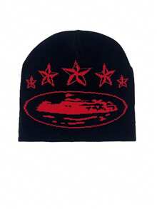 1 件百搭个性化极简主义五角星图案针织帽，适合外出、日常穿着、节日装扮冬季保暖 - 多色 - 查看 10