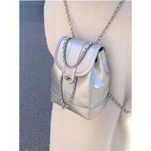 2024 New Ins Style Silver Chain Backpack For Women, Popular Korean Version,  Style Fashion Niche School Bag - Black - View 6
