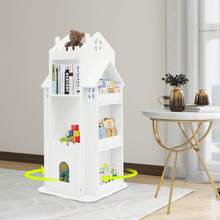 Rotating Bookshelf Book Display Shelf Floor Standing Bookshelf - White - View 1