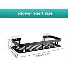1/2/3 Piezas [Ahorro de espacio | No se requiere perforación] Estantería de ducha de pared de gran capacidad | Instalación sin perforación, ahorro de espacio, fácil de instalar | Estantería flotante para el baño y la cocina para artículos de tocador, cosméticos y artículos varios - Negro - Ver 14