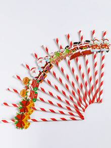 12pcs Christmas Paper Straws,Christmas Striped Straws,Truck Santa Claus Gingerbread Man Cards Decor Straws,Merry Christmas Theme Disposable Tableware,Daily Drinking And Crafts,Christmas Party Decorations For Home 2025,Christmas Table Dining Room Bottle Decor, Christmas Ornaments,Christmas Table Center Decoration,Christmas Gifts,Party Favors,Happy New Year Gifts