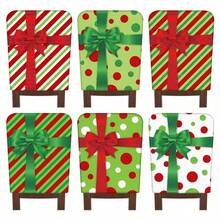 Set de 6 housses de chaise de Noël, protecteurs de de chaise à pois et rayures de Noël, lavables, convenant pour la maison, l'hôtel et la décoration de cuisine, arrangements de salle à manger de fête, décoration de maison saisonnière, design festif, décorateurs de maison de style moderne.
