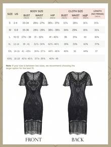 1920s Plus Size Flapper Dress Vintage Fringed Gatsby Sequin Beaded Tassels Gatsby Dress Party Prom Cocktail Dress - màu đen - Xem 6