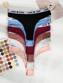 Paquete de 6 tangas sin costuras para mujer, body sexy tipo tanga, lencería transpirable y cómoda de cintura media y elástica - Multicolor - Ver 2