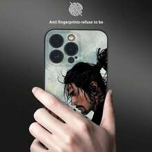 Custodia per iPhone Vagabond, custodia per telefono cool e hot anime V-Vagabond Miyamoto Musashi, adatta per iPhone 16 15 14 13 Pro Max Plus Mini, in morbida finitura opaca nera