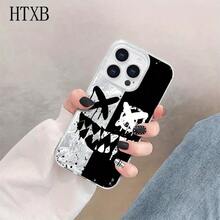 Teléfono anticaída del glaciar de agujero grande del diablo blanco y negro, de gama alta y de moda, de gama alta adecuado para phone16promax, 16 15pro 14PLUS, 13 12Pro, 11 Pro X XS Series, teléfono adecuado tanto para hombres como para mujeres - Blanco - Ver 8