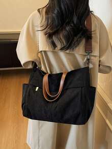 Casual Style Plain With Adjustable Strap Large Capacity Shoulder Tote Bag,Cross Body Bag Everyday Bag, Etc. Perfect For Daily Use - Suitable For Traveling, Work Or Shopping,University, College Classroom , Commute,School, Etc. For Women, Rookies & White-Collar Workers,Girl, College Students,Young Girl