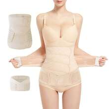 ANTSAY Faja Postparto Envolvente, Envoltura del Vientre Posparto, Cintura Abdominal Posnatal y Cinturón Pélvico, Fajas para Mujer Varillas Flexibles,Faja de Cintura Ajustable en 4 Dimensiones, XL - Beis - Ver 10