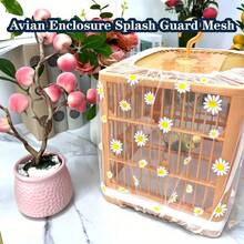 1pc/ Parrot Birdcage Splash-Proof Net, Birdcage Gauze Cover, Transparent Net For Preventing Flying Feathers, Square Small Daisy Net Cover, Anti-Spillage Cage Cover, Suitable For Square And Round Cages