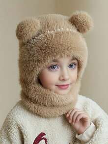 1 Set Kids Winter Hat, Scarf And Mask - Warm Fleece Balaclava Hat With Ear Ion, Suitable For 1-6 Years Old Boys And Girls, Cute Pom Pom Beanie For School, Cycling, Skiing, Children Winter Accessories, Cold Weather Gear, Comfortable Material, Hand Washable, Ideal For Little Kids - 1PC - View 12