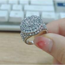 Women's Jewelry European And American  Hip-Hop Full Diamond Ring Creative Fashion Item Ring For Men And Women - 金色 - 查看 7