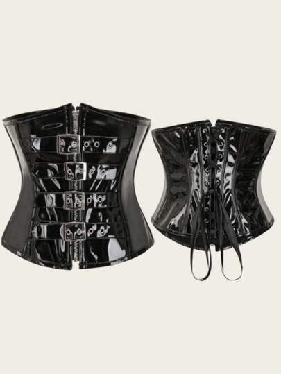 1 szt. damski błyszczący pas wyszczuplający, gorset wyszczuplający z zamkiem błyskawicznym, pas wyszczuplający, odpowiedni na Halloween i imprezę