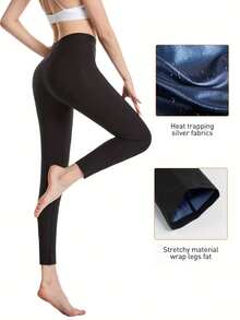 1 pieza Leggings de cintura alta que aumentan el sudor para mujeres, 4X de eficiencia de sudoración, pantalones ajustados que estilizan y dan forma, sudoración específica en cintura y piernas, milagro de moldeado corporal para fitness