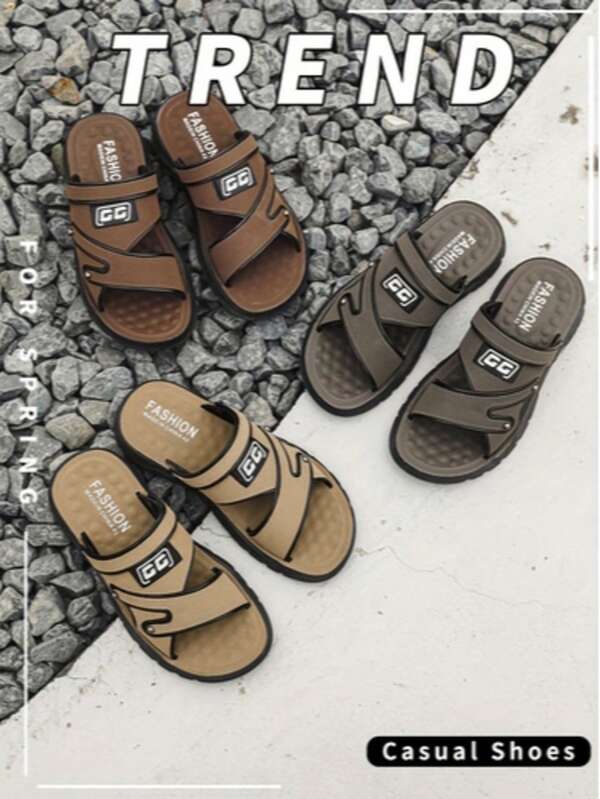 Sandálias masculinas antiderrapantes respiráveis leves para praia e verão ao ar livre chinelos com design