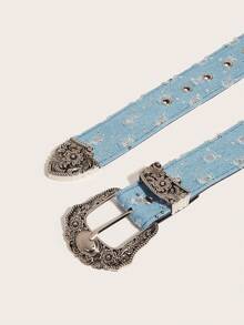 1 pièce Ceinture pour femme en PU à motif géométrique bohème, mode polyvalente pour l'été