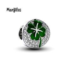 Manyilus Manyilus Original 1 Stück 925 Sterling Silber Anhänger Perle: Funkelnder Diamant Engelsflügel Anhänger, Mond und Planet Anhänger, Herz Puzzle Anhänger, Blauer Stern Charm Anhänger, Funkelnder Diamant Charm Vierblättriges Kleeblatt Perle, Vierblättriges Kleeblatt Hufeisen Liebe Anhänger, Funkelnder Blauer Fahrrad Perle