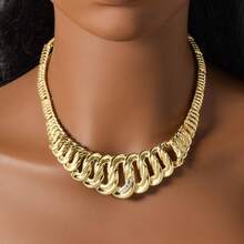 Set de 4 piezas de joyería elegante y retro chapada en oro de 14k con anillos de cobre entrelazados con circonita brillante, incluyendo collar, pulsera, anillo y aretes. Adecuado para uso diario, fiestas, banquetes, bodas, Día de Acción de Gracias y Día de la Madre. - Dorado - Ver 8