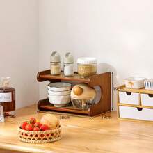 1 Piece Bamboo Storage Rack With Stylish Lacquered Design Multi-Tier Bamboo Countertop Display Rack - Great For Storing Cups, Books And Spices - Great For Kitchen, Living Room Or Office Decor, Office Organization | Modern Bookshelf Designs | Durable Bamboo Bookshelf, Bamboo Bookshelf