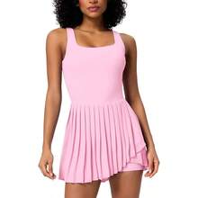 - Vestido de tenis para mujer 2025 con pantalones cortos integrados y brasier, vestido deportivo con bolsillos, para entrenamiento de, casual, para verano, vestido - Rosado + M - Ver 1