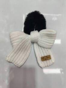 1件装女士针织蝴蝶结毛绒马尾丸子头发造型装饰配件扎发绳波西米亚优雅风，秋冬针织蝴蝶结毛绒发圈韩版可爱头绳扎发皮筋发饰，发圈，发绳头饰