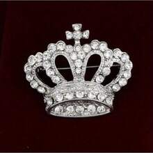1 Retro Girl Brooch, In The Shape Of A Diamond-Encrusted Crown, Gorgeous And Noble, Exquisite And Shining, Suitable For Birthdays, Anniversaries, Daily Wear, And Gifts - Bạc - Xem 5