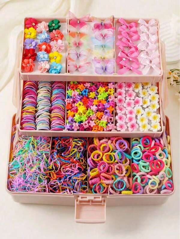 788pcs Assorted Cute & Sweet Floral Hair Accessories Set - Hair Clips, Hair Pins, Hair Ties Combo Set, Girls Princess Hair Decorations, Hair Ropes, OPP Packaging