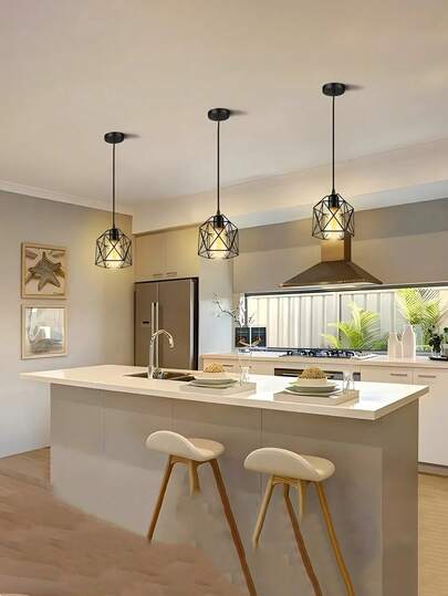 1/2 piezas Lámpara colgante de estilo industrial vintage, base E27, adecuada para comedor, bar, cocina, isla, pasillo, etc. Bombilla no incluida