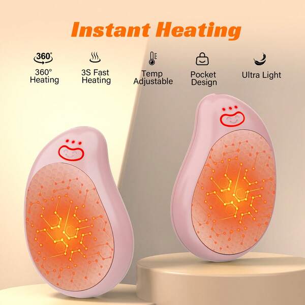 2pcs Electric Hand Warmer, Mango Shaped, Rechargeable Hand Warmer, USB, 3 Heating Modes, Portable Outdoor Electric Pocket Hand Warmer, Cute Gift For Halloween, Christmas