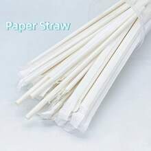 A Pack Of 100 Independent Paper Packaging Pure White Straws, With A Diameter Of 6mm/0.24in And A Length Of 197mm/7.76in, Convenient To Carry Out As Disposable Paper Straws. Thickened, Odorless, And Resistant To Soaking, It Is Suitable For Use In Restaurants, Family Gatherings, Wedding Parties, Campus Events, Business Receptions, And Party Events