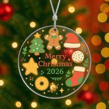 1PC Custom Personalized Christmas Ornament With Gingerbread Man, Tree, Santa Hat, Star And Holiday Cookie Design, Add Custom Year Or Text For Unique Keepsake, Perfect Gift For Friends, Couples Or Family, Ideal Decoration For Tree, Fireplace And Festive Celebrations