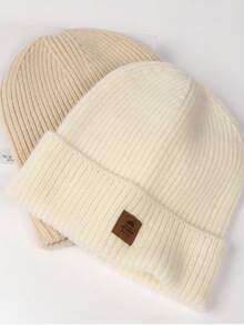 1pc Women Beanie Cuffed Thick Knitted Beanie Hat, Unisex Winter Hat Beanies Skull Cap, Outdoor Accessory