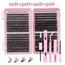 624/640pcs Lash Clusters Kit Wispy Eyelash Clusters Lashes Natural DIY Lash Extension Kit Cluster Eyelash Extensions Kit Curl Individual Lashes Cluster Eyelash - Black - View 13