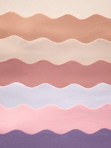 6 件女士舒适纯色无缝波浪边内裤，面料柔软简约女士内衣 - 彩色 - 查看 3