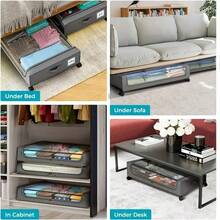 Stozle 1Pack/2Pack Under Bed Storage Boxes With Wheels, Large Capacity Fabric Organizer With Clear Lid & Handle, Multi-Compartment Design For Clothes, Shoes, Toys, And Books, Black, Home Organization | Classic Design | Sturdy Handle, Closet Organizers And Storage, Under-Bed Storage - 2 gói màu đen - Xem 7