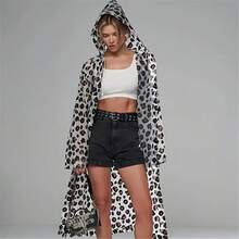 EVA Fashionable Leopard Print Poncho - Lightweight, Portable, All-Season Raincoat With Adjustable Hood, Long Sleeves, And Side Pockets For Outdoor Activities, Raincoat For Rain, Stylish Rainwear, Durable Rainwear, Leopard Print Cape, Leopard Cape, Rain Poncho, Raincoat Women, Quality Raincoat For Women